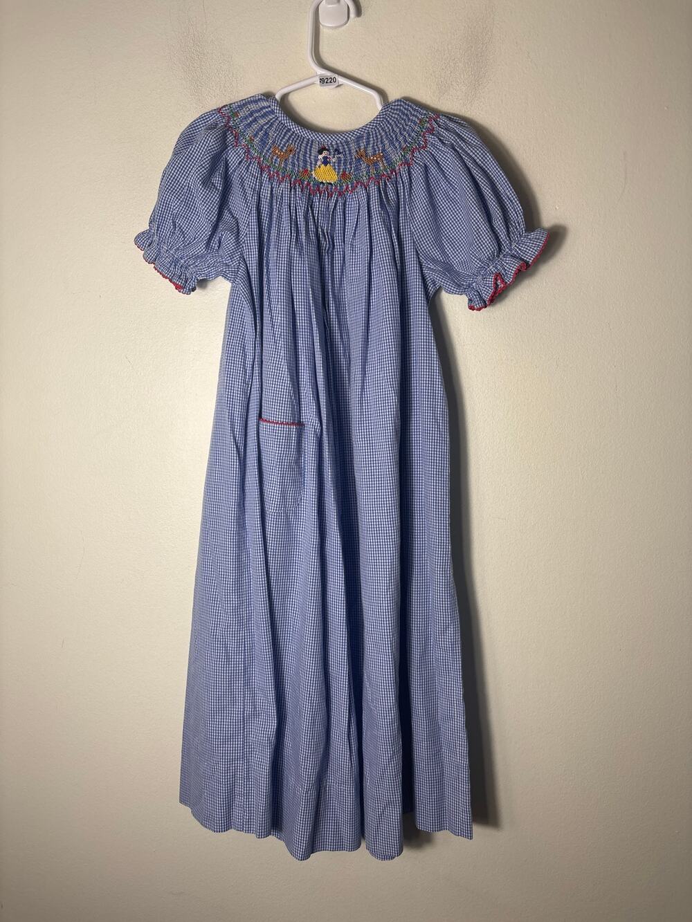 GIrls Vintage Amanda Remembered Blue check smocked Snow White Dress Sz 5